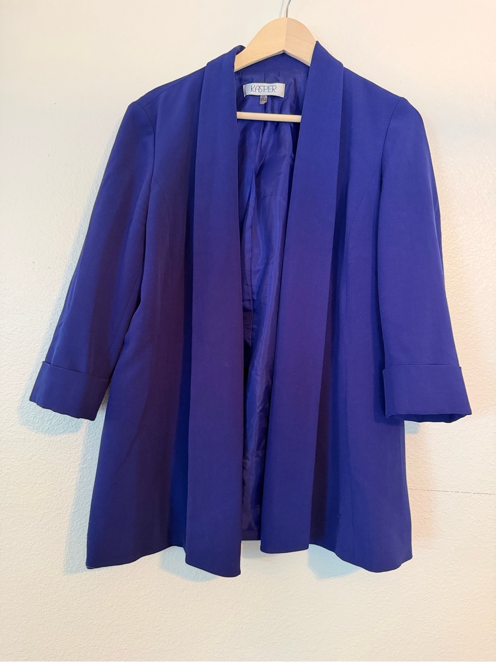 Kasper Royal Blue Open-Front Shawl Blazer